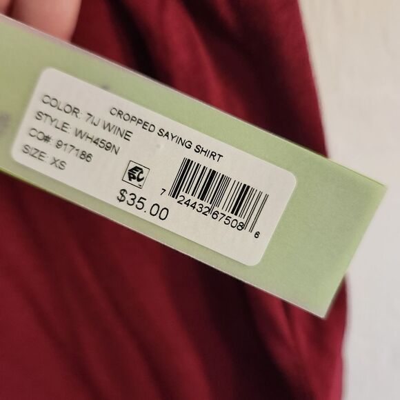 Sam Edelman Slogan High-Low Tee Wine Size XS - Picture 9 of 10